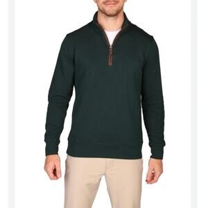 NWT TailorByrd Hunter Green 1/4 Zip Mock Neck Cotton Sweater Men’s Large
